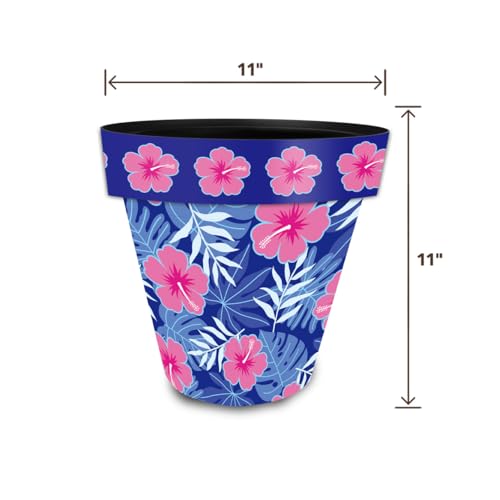 Spring Planter 11.75 x 11 x 11 Pink and Blue Tropical Medium (Pb Tropical / Medium)