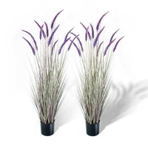 5ft 2 Pack Artificial Faux Veronica Horsetail Grass (Pure Purple)