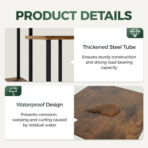 Large Plant Stand Indoor Tall Metal Plant Shelf (Brown Oak / 7 Tier)
