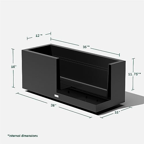 Block Series Long Box Planter + Arrow Privacy Screen Set (Black / Large - Bundle with Screen Set - Arrow Pattern)