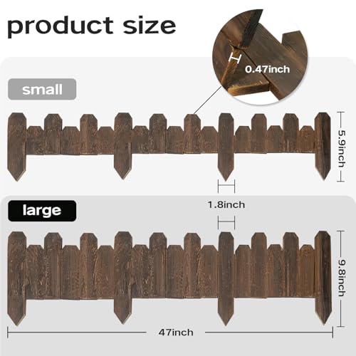 Wood Garden Edging (Staggered-Height 10pcs / 9.8x47in)