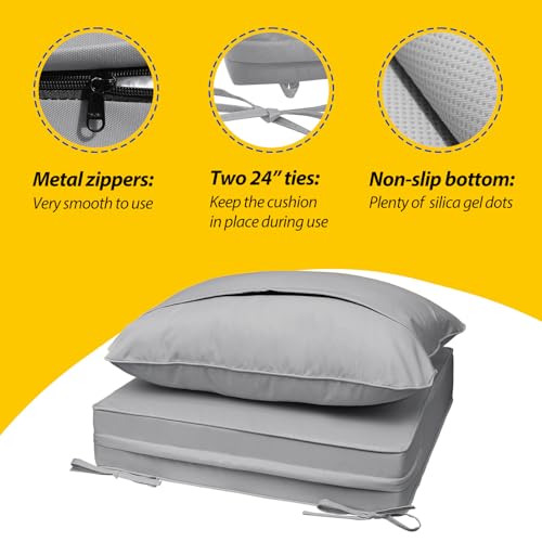 Outdoor Chair Cushions (Gray / 22"x24"x5" / 22"x19")