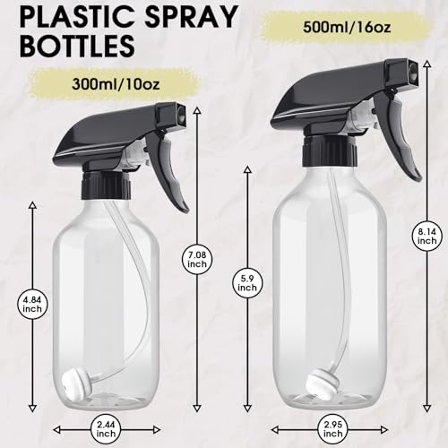 Plastic Spray Bottles 2pcs 16oz Small Bottle for Cleaning Green & Clear (16 Ounces / Clear & Green)
