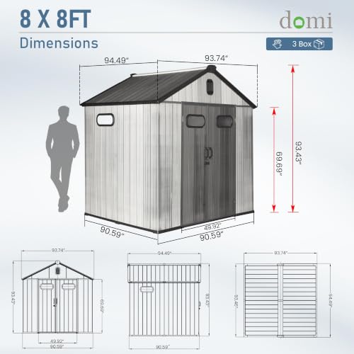 Domi 8x8 FT Resin Outdoor Storage Shed (8x8FT)