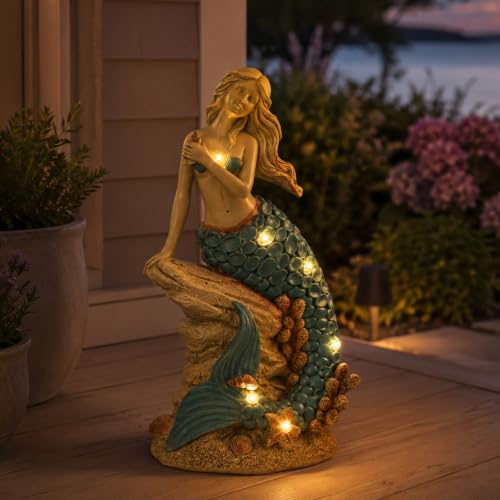 Magical Solar Mermaid Garden Statue Figurine (Green)