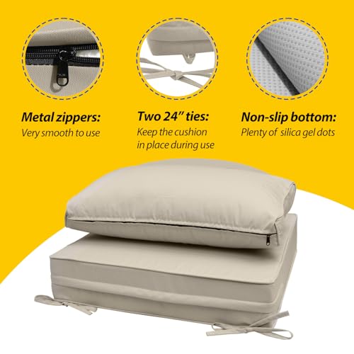 Outdoor Chair Cushions (Khaki Beige / 23"x23"x5" / 23"x13.5")