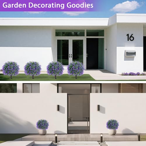 Set of 2 Artificial Boxwood Topiary Ball with Ground Spike (Lavender)