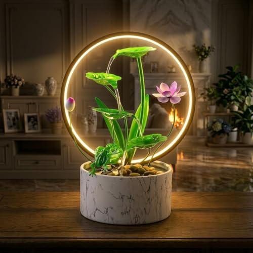 15 Inch Green LED Metal Tabletop Water Fountain (Green)