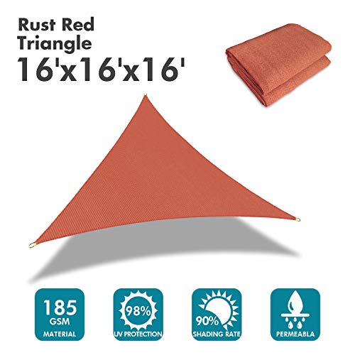 16'x16'x16' Sun Shade Sail Rust Red Curved Triangle (Rust Red / 1 6' X 1 6' X 1 6')