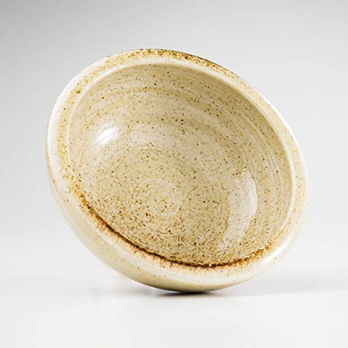 Minoyaki Series Small Round Glazed Ikebana Flower Vase (5.04 x 5.04 x 1.89 inches / Sand Beige)