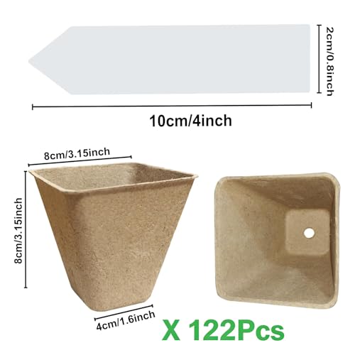 Peat Pots 122 Pack 3.15 Inch Seed Starter Pots for Seedlings (122 Pcs)