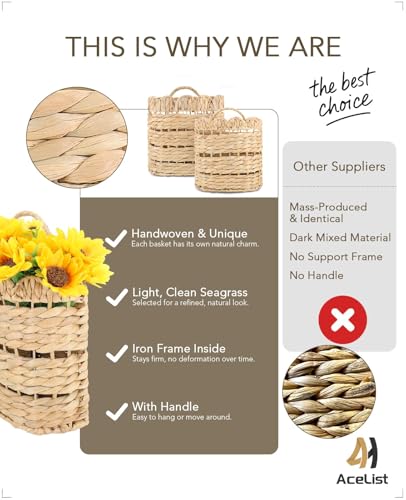 Handwoven Wall Hanging Basket for Front Door (Short Cylindrical)