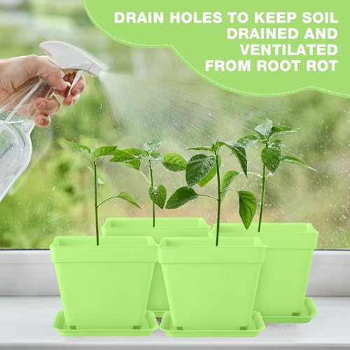 100 Pcs 4 Inch Small Plants Pot Bulk Flower Pots (Green)