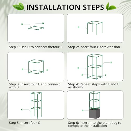 3 Pack Tomato Cages with 17 Gallon Grow Bags (3 Count)