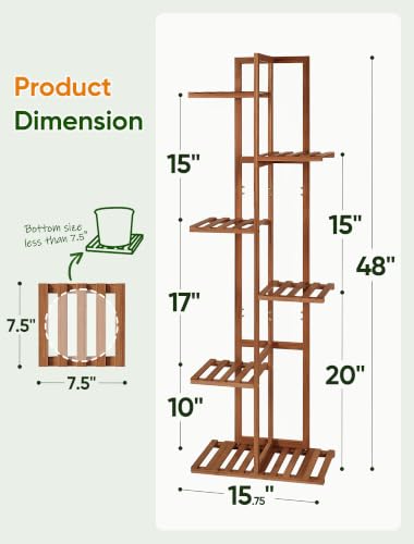 48 Inch Tall Bamboo Plant Stand for Indoor (7 Count)