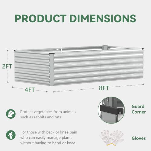 8x4x2ft Raised Garden Bed Outdoor