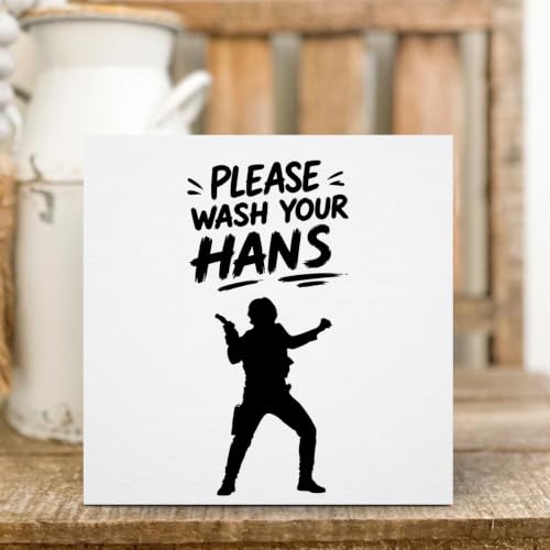 Bathroom Decor Wash Your Hans Funny Wooden Box Sign 5 x 5 Inches (White 1615 / Wooden box（5.1 x 5.1 inches）)