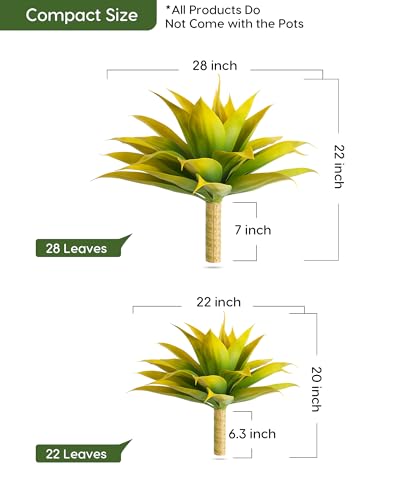 Artificial Agave Plant Set (Yellow*2 / 28 Inches)