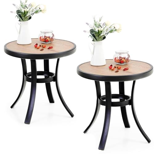 2 PCS Outdoor Round Side Table (19"x19" Round(2PCS))