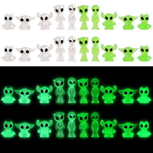 20Pcs Mini Resin Glow in the Dark Alien Figures for Garden Landscape (Alien)