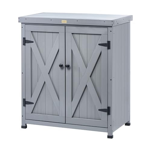 Outdoor Storage Cabinets Weatherproof for Patio (17.7*31.5*36 Inch / Dusty Grey - 2 Door)