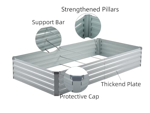 2 Pack 8x4x1FT Galvanized Raised Garden Beds Kit Outdoor Metal Gardening Planter Box for Vegetable Elevated Flower Herbs (Gray(2 Pack) / 8x4x1FT)