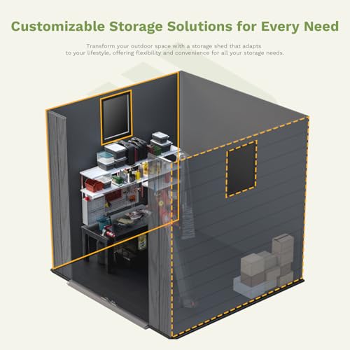 Outdoor Plastic Storage Shed 6x6 FT (Dark Grey / 6x6)