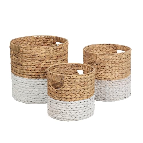 Avery 3 Piece Cylinder Nesting Baskets 13" (White/Natural)