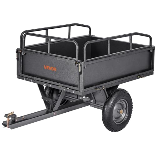 10 Cu.Ft. & 500lbs ATV Trailer Dump Cart Tow Behind (Black)