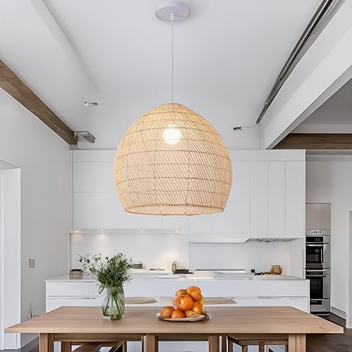 13.8" Rattan Pendant Light (White / 13.77" 1-Light)