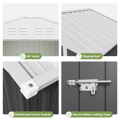 6x4 FT Outdoor Storage Shed with Floor Frame (Gray / 6x4 FT)