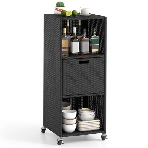 Rattan Outdoor Storage Cabinet (Black)