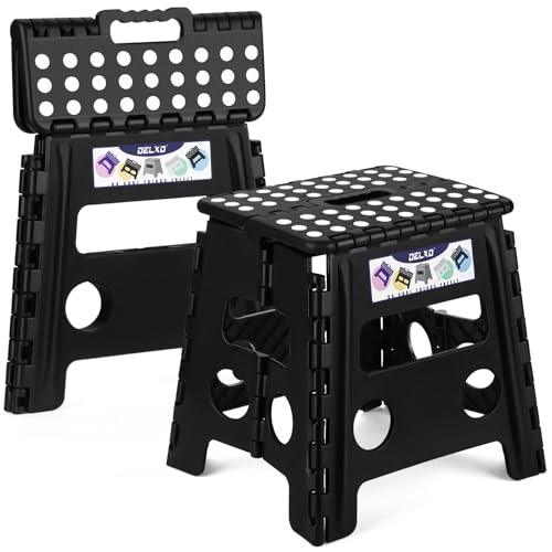 Folding Step Stool 13 inch 2 Pack (Black / 13 Inch-2 Pack)