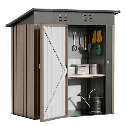 Shed Outdoor Storage Shed Metal (Brown / 5'*3')