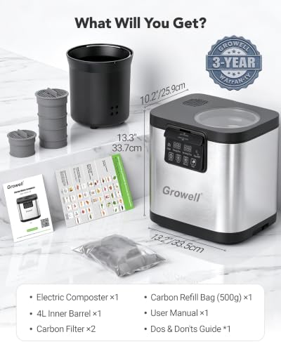 4L Electric Composter for Kitchen (Silver)