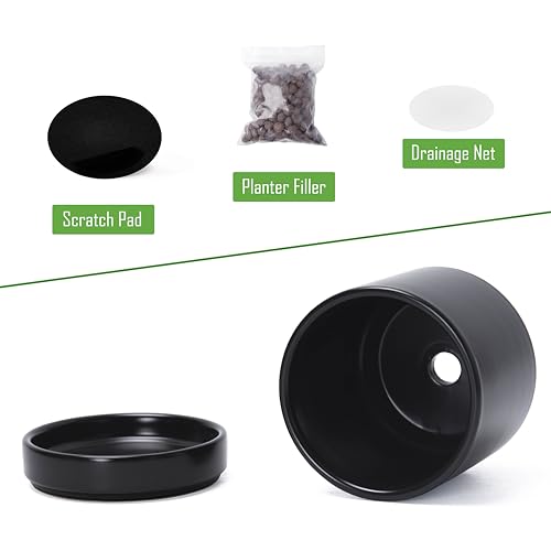 4 Pack Ceramic Pots with Saucers (4 Count)