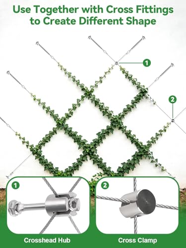 150FT Tensioned Wire Trellis Kit for Climbing Plants Wall Garden Trellis