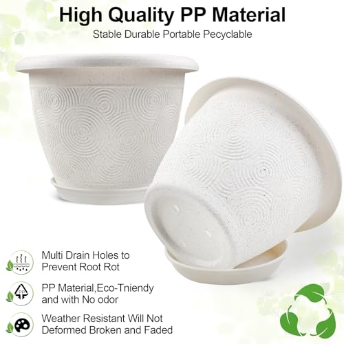 Plastic Flower Pots Planters For Indoor Plants (White / 16 inch-4 pack)