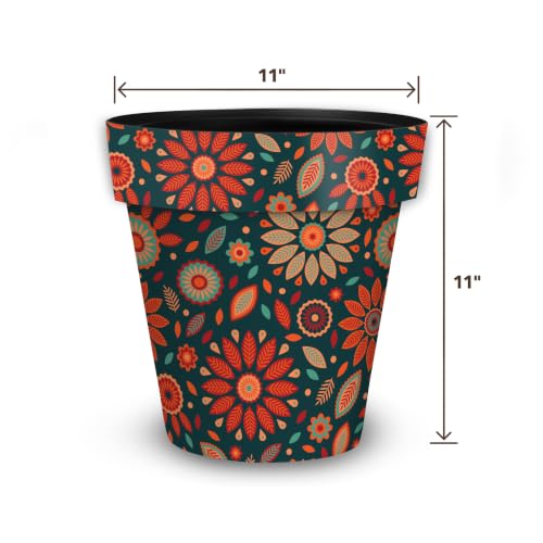 Everyday Planter 11.75 x 11 x 11 Orange and Teal Medium Floral (Org Teal Flor / Medium)