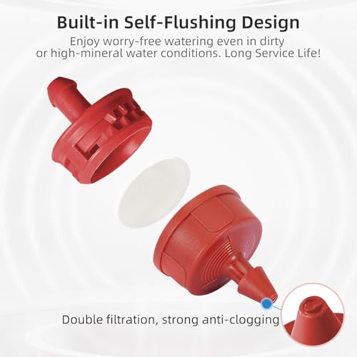 300PCS Mixed GPH Pressure Compensating Drip Irrigation Spot Watering Drippers (0.25/0.5/1/2/4 GPH / Mixed 300PCS)