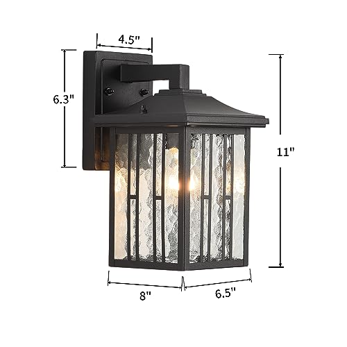 Outdoor Black Porch Wall Light Outside Wall Lantern with Water Glass