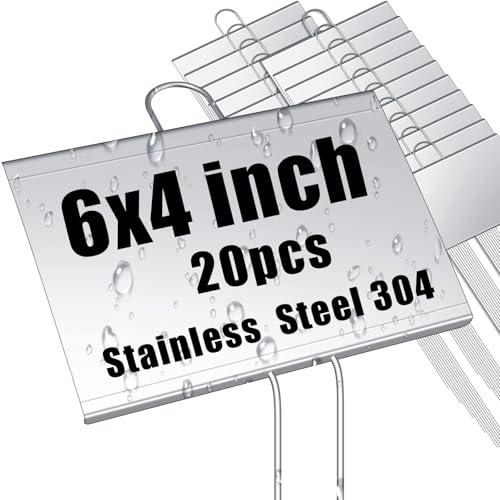 20 Pcs Large Plant Marker (4'' X 6'' with 11'' Stake / Silver)