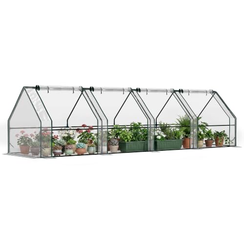 12' x 3' x 3' Mini Greenhouse Portable with Zippered Doors Clear (Clear / 12' x 3' x 3')
