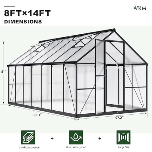 8x14 FT Walk in Polycarbonate Greenhouse for Outdoors (8x14 FT)