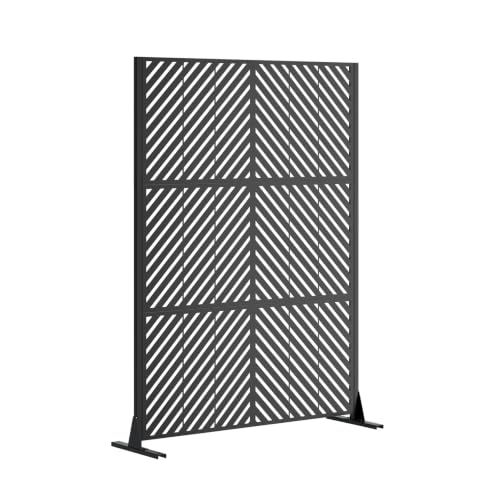 Metal Privacy Screen Outdoor Freestanding (Black / Rectangle B)