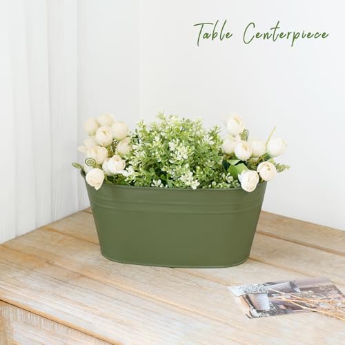 10.5 Inch Metal Hanging Flower Pots 5 Pcs Outdoor Railing Planter Box (5 Count)