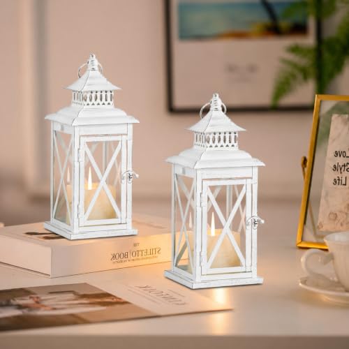 Lantern Decorative Indoor & Outdoor (White / 14.8'' / 2 Pc)