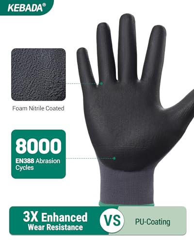 W5 Foam Nitrile Coated Work Gloves for Men Women (W5 Grey (60 Pairs) / XX-Large)