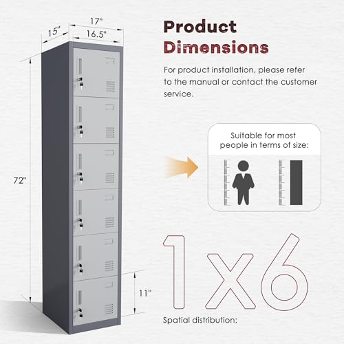 Employees Lockers (Grey / 6 Doors)
