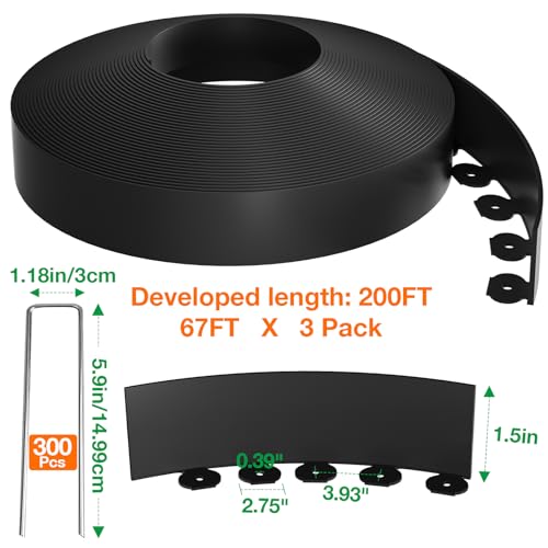 200FT Landscape Edging Kit with 300 Stainless Steel Stakes